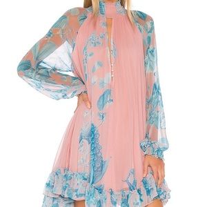 Hemant & Nandita, size small, blue/pink chiffon dress. Like new and dry cleaned